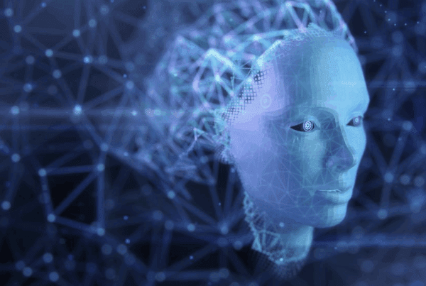 Cyber Bytes: What Is a Deepfake? - Digital face with digital webbing in the background